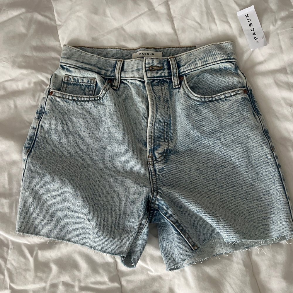 PacSun Light Indigo Ripped High Waisted Relaxed Jorts Waist 25